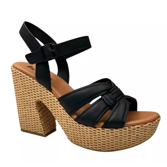 Korks by Kork-Ease Dee Sandals Strappy Wedge Heel Platforms in Black 10 - Picture 1 of 11